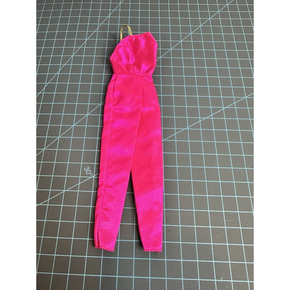 Barbie Vintage TALK WITH ME Hot Pink Jumpsuit One Piece Pants Gold Straps